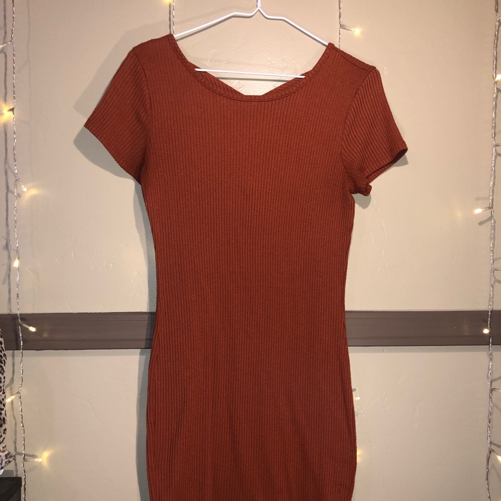 burnt orange bodycon dress